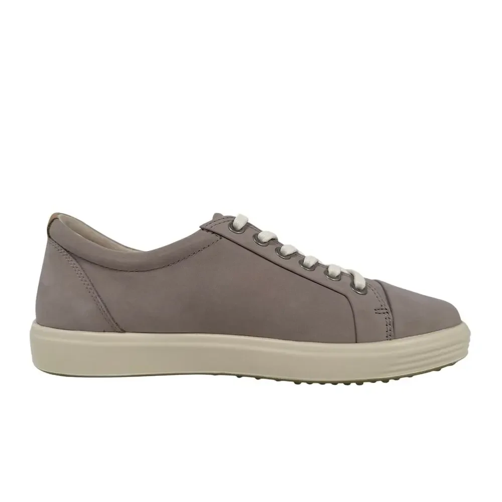 Ecco Soft 7 Casual Sneaker Womens‎ 7 7.5 EU 38 Nubuck Leather Grey Rose Flat